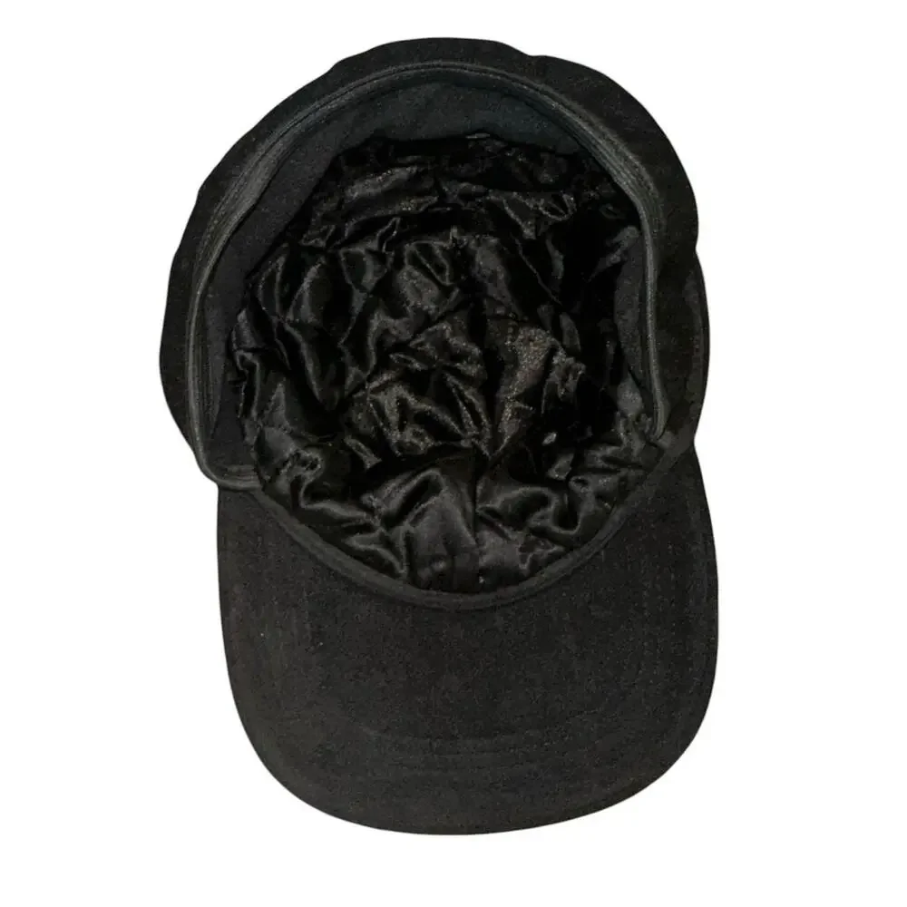 Bloomingdale’s Black 100% Cashmere Earflap Cadet Cap Military Hat OS